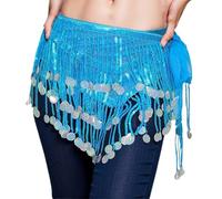 MaNMaNing Écharpe de Hanche Danse du Ventre pour Performance et Pratique à Franges Multicolores Sequins Tenue de Carnaval pour Déguisement et Soirée