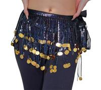 MaNMaNing Écharpe de Hanche Danse du Ventre pour Performance et Pratique à Franges Multicolores Sequins Tenue de Carnaval pour Déguisement et Soirée