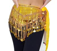 MaNMaNing Écharpe de Hanche Danse du Ventre pour Performance et Pratique à Franges Multicolores Sequins Tenue de Carnaval pour Déguisement et Soirée