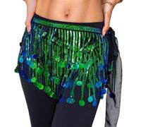 MaNMaNing Écharpe de Hanche Danse du Ventre pour Performance et Pratique à Franges Multicolores Sequins Tenue de Carnaval pour Déguisement et Soirée