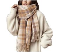MaNMaNing Écharpe Longue Femme Automne Hiver Carreaux Épais Fausse Laine Châle Confortable