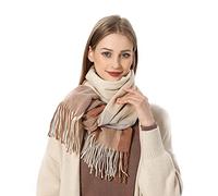 MaNMaNing Écharpe Longue Femme Automne Hiver Carreaux Imprimé Franges Chaud Confortable