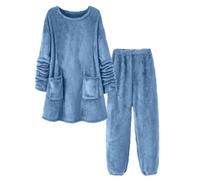 MaNMaNing Ensemble Deux Pièces Femme Sweatshirt à Capuche Polaire Pantalon Tenue Maison Bureau Hiver Chaud Confortable pour Extérieur