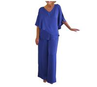 MaNMaNing Ensemble Élégant Femme Deux Pièces Chemise et Pantalon Taille Haute Grande Taille Tenue Soirée Événement Special Style Mariage Chic