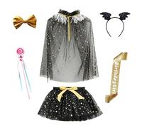 MaNMaNing Ensemble Jupe Tutu avec Baguette étoile pour Fille déguisement Carnaval fête Anniversaire Danse Ballet Tulle Bouffant Costume Accessoires Enfant fête Danse créative Loisir