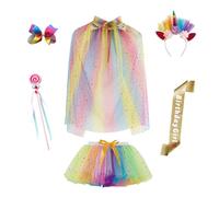 MaNMaNing Ensemble Jupe Tutu avec Baguette étoile pour Fille déguisement Carnaval fête Anniversaire Danse Ballet Tulle Bouffant Costume Accessoires Enfant fête Danse créative Loisir