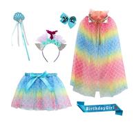 MaNMaNing Ensemble Jupe Tutu avec Baguette étoile pour Fille déguisement Carnaval fête Anniversaire Danse Ballet Tulle Bouffant Costume Accessoires Enfant fête Danse créative Loisir