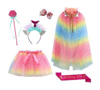 MaNMaNing Ensemble Jupe Tutu avec Baguette étoile pour Fille déguisement Carnaval fête Anniversaire Danse Ballet Tulle Bouffant Costume Accessoires Enfant fête Danse créative Loisir