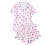 MaNMaNing Ensemble Pyjama Femme Décontracté - Haut à Boutons et Manches Courtes - Shorts avec Poche Matière Confortable et Trendy