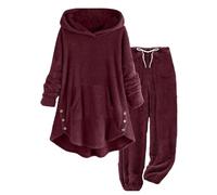 MaNMaNing Ensemble Sport Hiver Femme Deux Pièces Polaire à Capuche Manches Longues et Pantalon Tenue Décontractée Confortable Loisir Cozy Style Casual Quotidien