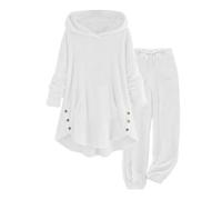 MaNMaNing Ensemble Sport Hiver Femme Deux Pièces Polaire à Capuche Manches Longues et Pantalon Tenue Décontractée Confortable Loisir Cozy Style Casual Quotidien
