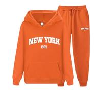 MaNMaNing Ensemble Sportif Unisex Sweat à Capuche Imprimé New York et Pantalon Confortable Tenue Coordonnée pour Couples Style Urbain et Voyageur