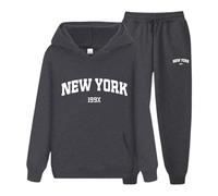MaNMaNing Ensemble Sportif Unisex Sweat à Capuche Imprimé New York et Pantalon Confortable Tenue Coordonnée pour Couples Style Urbain et Voyageur