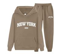 MaNMaNing Ensemble Sportif Unisex Sweat à Capuche Imprimé New York et Pantalon Confortable Tenue Coordonnée pour Couples Style Urbain et Voyageur