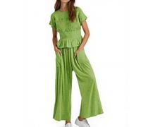 MaNMaNing Ensemble Style Britannique Femme Deux Pièces Printemps Été Décontracté Taille Moyenne Pantalon Harems Tenue Élégante Chic Moderne Occasions Quotidiennes