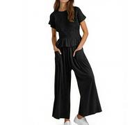 MaNMaNing Ensemble Style Britannique Femme Deux Pièces Printemps Été Décontracté Taille Moyenne Pantalon Harems Tenue Élégante Chic Moderne Occasions Quotidiennes