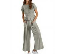 MaNMaNing Ensemble Style Britannique Femme Deux Pièces Printemps Été Décontracté Taille Moyenne Pantalon Harems Tenue Élégante Chic Moderne Occasions Quotidiennes