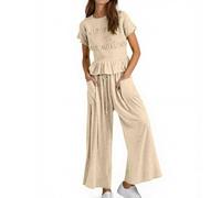 MaNMaNing Ensemble Style Britannique Femme Deux Pièces Printemps Été Décontracté Taille Moyenne Pantalon Harems Tenue Élégante Chic Moderne Occasions Quotidiennes