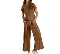 MaNMaNing Ensemble Style Britannique Femme Deux Pièces Printemps Été Décontracté Taille Moyenne Pantalon Harems Tenue Élégante Chic Moderne Occasions Quotidiennes
