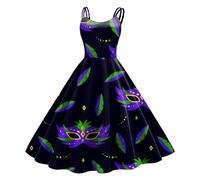 MaNMaNing Femmes sans Manches Longueur Genou Rétro Une Ligne Jupe Courte Femme Jupe A Paillette Costume Carnaval Deguisement Carnaval Venise