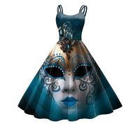 MaNMaNing Femmes sans Manches Longueur Genou Rétro Une Ligne Jupe Courte Femme Jupe A Paillette Costume Carnaval Deguisement Carnaval Venise