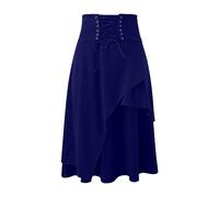 MaNMaNing Jupe Mi-Longue Femme Taille Haute Élastiquée Cachée Ligne A Décontractée Style Vintage Chic