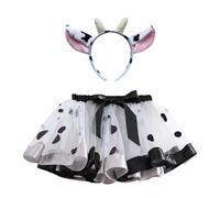 MaNMaNing Jupe Tutu Vache à Pois pour Fille déguisement Carnaval fête Danse Ballet Tulle Bouffant Jupe avec Bandeau Costume Enfant fête Danse créative Loisir Princesse imprimé Amusant
