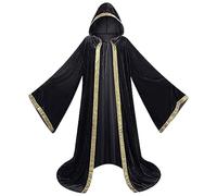 MaNMaNing Masque Halloween Cape Cosplay Gothique En Velours Avec Broderie Pour Fête À Thème De Parrain Et Performance Scénique Tenue De La Mort Pour Célébration D'Épouvante Et Bal Masqué Élégant