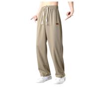 MaNMaNing Pantalon Fluide Homme Été Glacé, Bas Ample Tombant Élégant, Tenue Décontractée Confortable Légère, Vêtement Cadeau Fête Pratique avec Poches