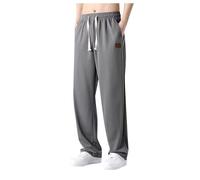 MaNMaNing Pantalon Fluide Homme Été Glacé, Bas Ample Tombant Élégant, Tenue Décontractée Confortable Légère, Vêtement Cadeau Fête Pratique avec Poches