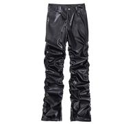 MaNMaNing Pantalon Homme Habillé Plissé Effet Cuir Tendance Streetwear Coupe Droite Pantalon Jogging Homme Original Cargo Élégant