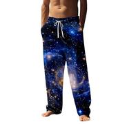 MaNMaNing Pantalon Homme Univers Impression 3D Pantalon Lin Décontracté Motif Galaxie Coupe Confortable sans Étiquette Jogging Homme Lin Astral M101