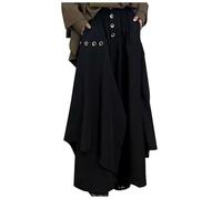 MaNMaNing Pantalon Japonais Homme Coupe Large Jupe-Culotte Boutons Asymétriques. Pantalon Homme. Jean Large. De Ville.
