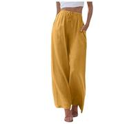 MaNMaNing Pantalon Taille Haute à Jambes Larges pour Femmes, Mode, Cordon de Serrage, élastique, Confortable, Jambe Droite, Long avec Poches MM2024355