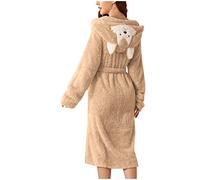 MaNMaNing Peignoir Femme Chaud - Polaire à Capuche avec Oreilles 3D - Double Poche Doublure Doudoune Très Confortable Taille S-XXL