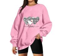 MaNMaNing Pull Femme Chaud Pull A Capuche Femme Sweat Sport Saint Valentin Fin Col Roulé Cadeau pour Une Amie Sweat Saint-Valentin Long Sweet Plaid Rouge