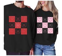 MaNMaNing Pull Femme Pull Femme Hiver Chaud Long Hiver Sweatshirt Saint Valentin Rose Coton Cadeaux Saint Valentin Homme Sweat Grande Taille Oversize Amour