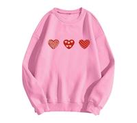 MaNMaNing Pull Polaire Femme Sweat Shirt Femme Polaire Chaude Valentines Day Pull en Laine Hiver Chaud Chic Et Élégant Cadeau Anniversaire Maman Sweat Saint-Valentin Plaid Manche