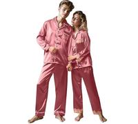 MaNMaNing Pyjama Couple en Soie et Coolmax - Style Lounge et Confortable - Matière Respirante Douce Parfait pour Dormir ou Relaxer