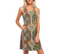 MaNMaNing Robe Décontractée Femme sans Manches, avec Poches Latérales, Confortable Et Respirante pour Un Look Quotidien, Robe De Jour