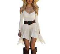 MaNMaNing Robe Longue Femme Chic Style Western À Manches Longues Décontractée Et Tendance Robe De Jour Élégante pour Un Look Cowgirl Moderne
