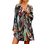 MaNMaNing Robe Longue Hippie à Imprimé Floral pour Femme Cosplay Bohème Rétro Années 70 Carnaval Tenue de Danse et de Fête Confortable et Artistique