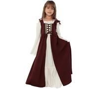 MaNMaNing Robe Médiévale pour Enfants Col Carré Taille Ajustable Style Renaissance Rétro Tenue Carnaval pour Enfants