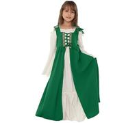 MaNMaNing Robe Médiévale pour Enfants Col Carré Taille Ajustable Style Renaissance Rétro Tenue Carnaval pour Enfants