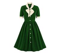 MaNMaNing Robe Petite Noire Femme Détail Nœud Papillon Français Color Block Élégante Et Amincissante Grande Robe À Style Rétro Et Design Ajusté pour Tenue De Soirée Cérémonies