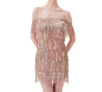 MaNMaNing Robe sans Manches À Franges pour Une Soirée avec Jupe Femme Jupe Tulle Femme A Paillette Costume Carnaval Deguisement Carnaval Venise