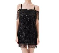 MaNMaNing Robe sans Manches À Franges pour Une Soirée avec Jupe Femme Jupe Tulle Femme A Paillette Costume Carnaval Deguisement Carnaval Venise