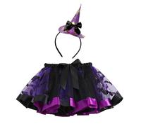 MaNMaNing Robe Tutu Danse imprimée pour Fille déguisement Carnaval Enfant Costume fête Halloween Ballet Jupe Tulle Bouffante avec Bandeau Accessoire de Danse Princesse fée fête