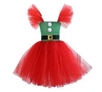 MaNMaNing Robe Tutu Elfe de Noël pour Fille déguisement Carnaval fête Noël Danse Ballet Tulle Bouffant Robe Cosplay Costume Enfant fête Danse créative Loisir Princesse