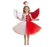 MaNMaNing Robe Tutu Rouge Blanc Ange Démon Enfant Jupe En Tulle Mi Couleur Cosplay Halloween Déguisement Enfant Fille Tutu